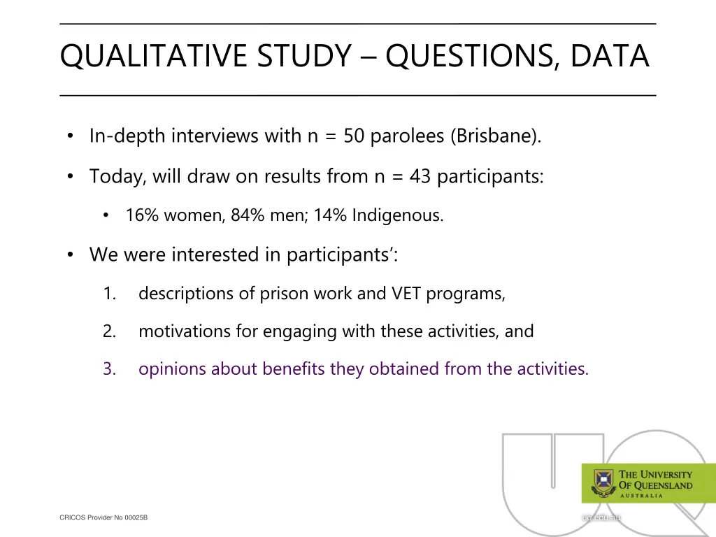 qualitative study questions data