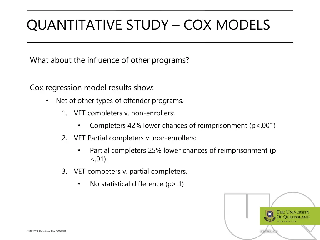 quantitative study cox models