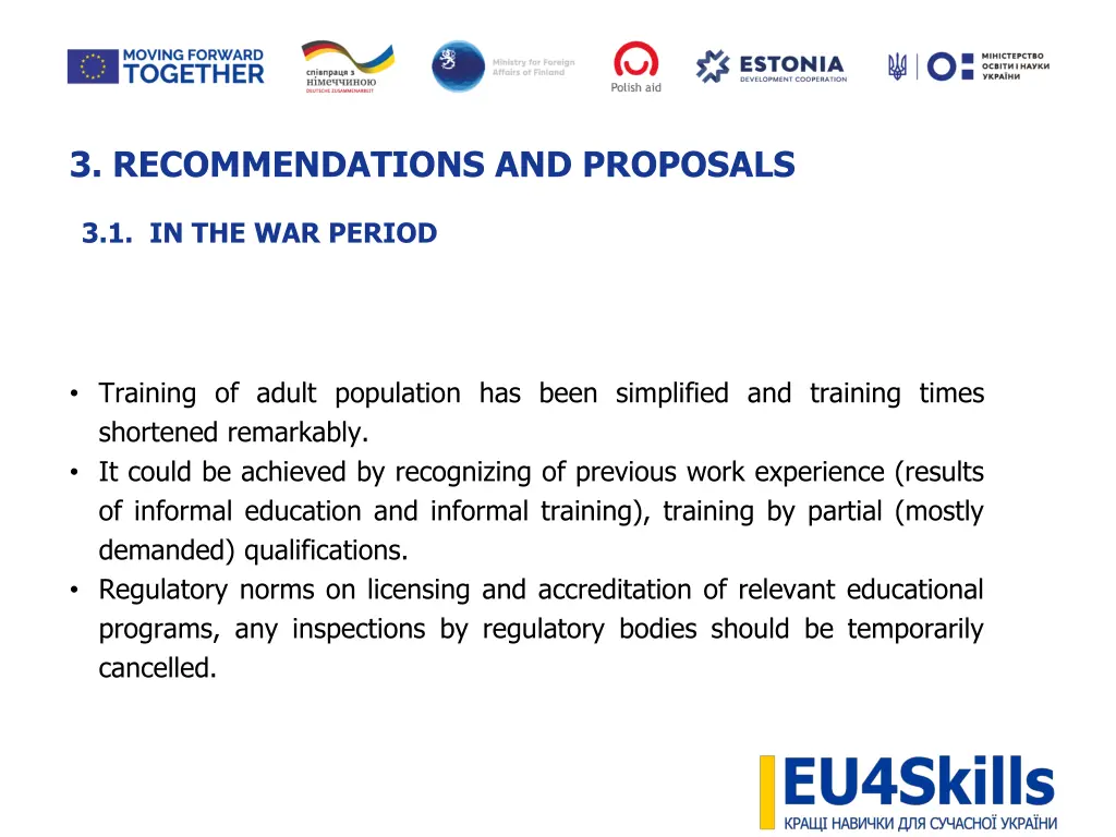 3 recommendations and proposals