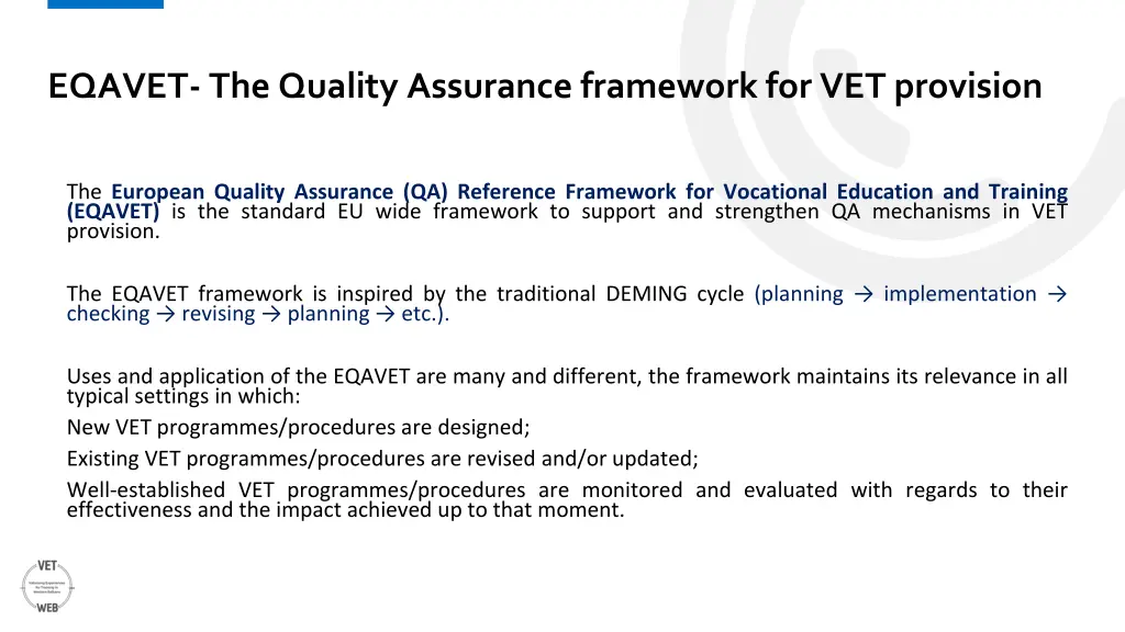 eqavet the quality assurance framework