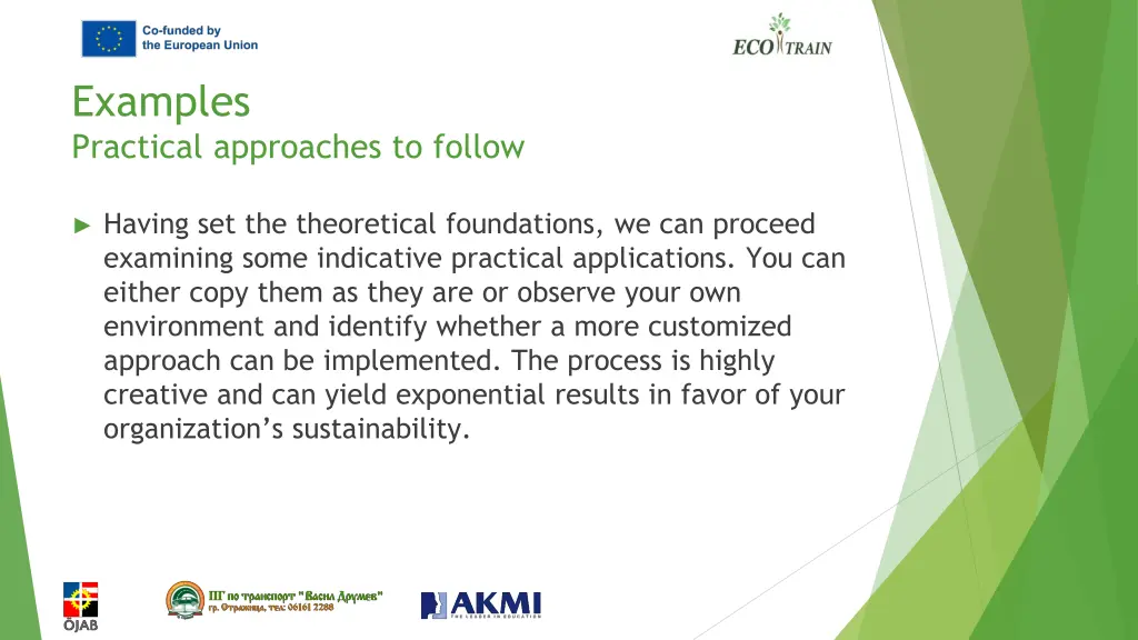 examples practical approaches to follow