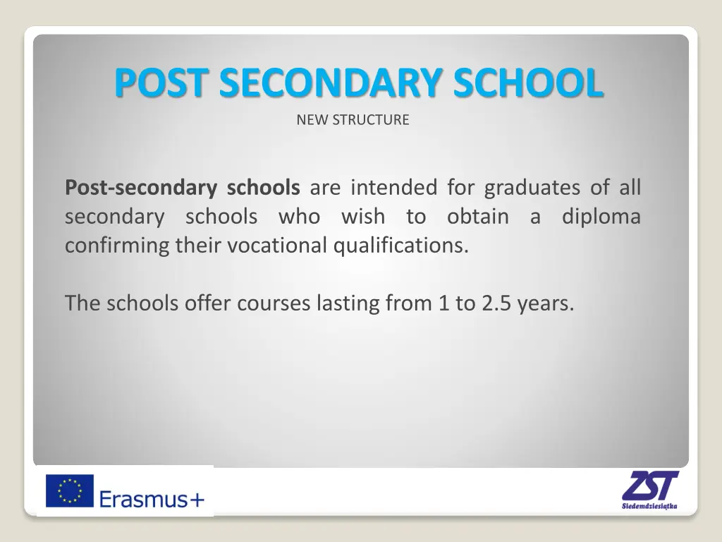 post secondary school new structure