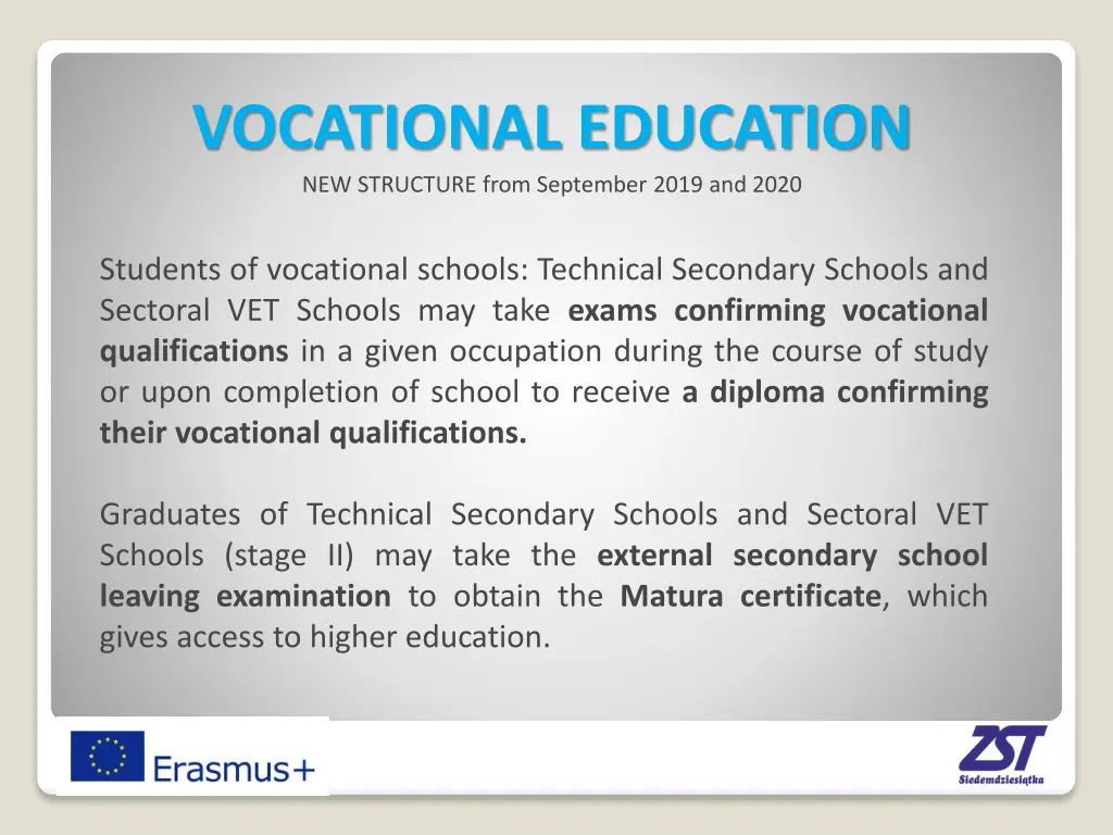vocational education new structure from september 1