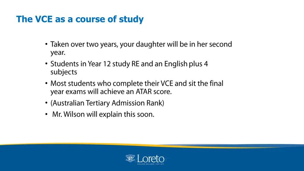 the vce as a course of study