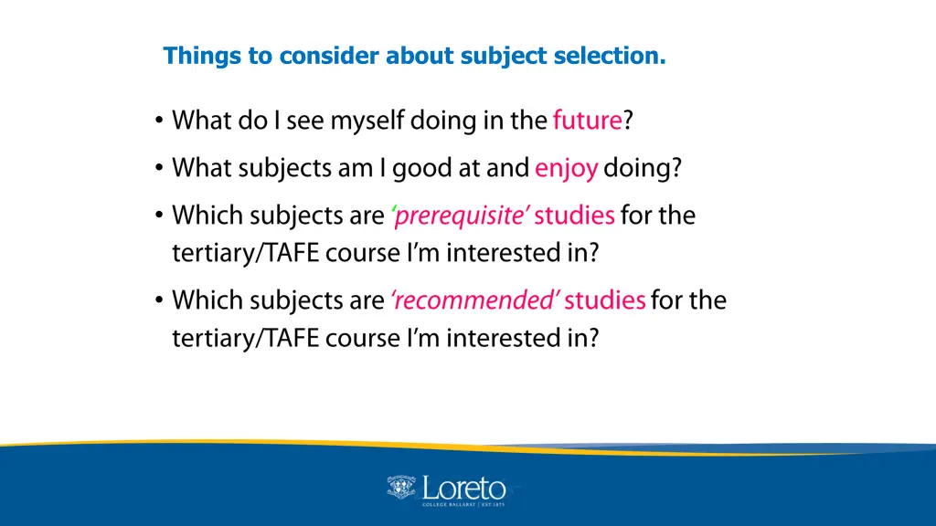 things to consider about subject selection