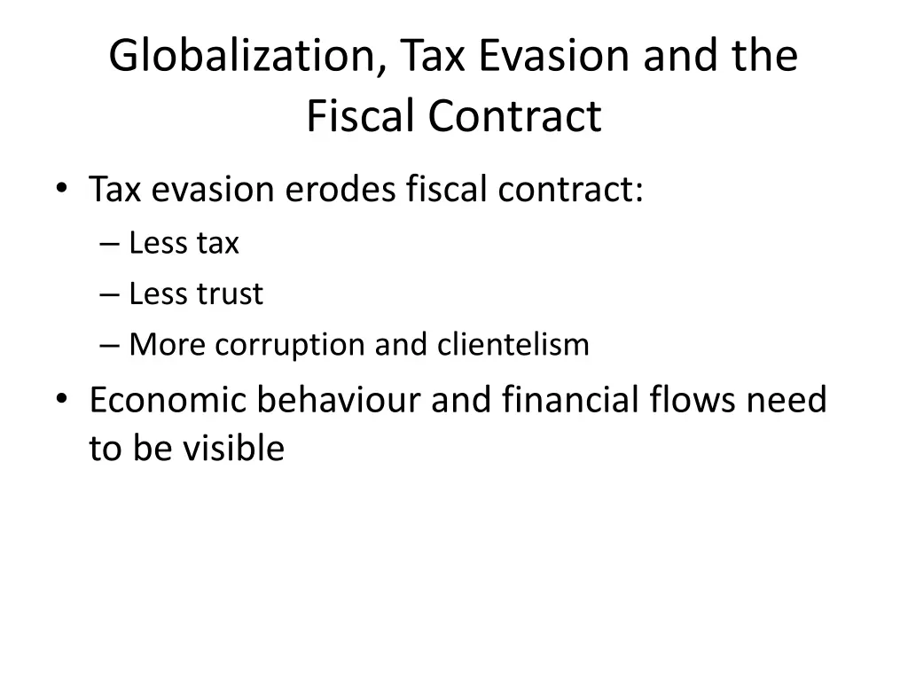 globalization tax evasion and the fiscal contract