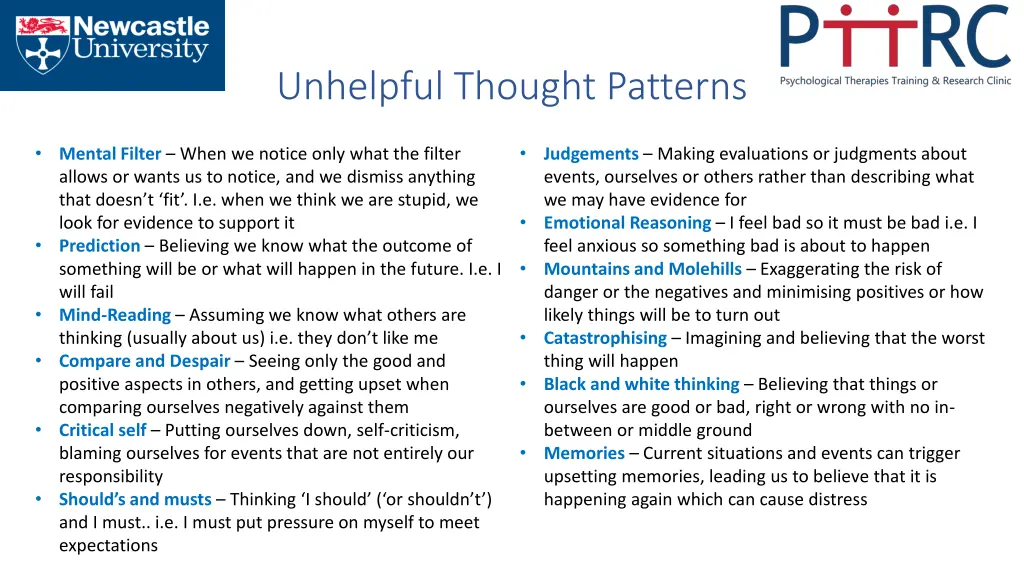 unhelpful thought patterns