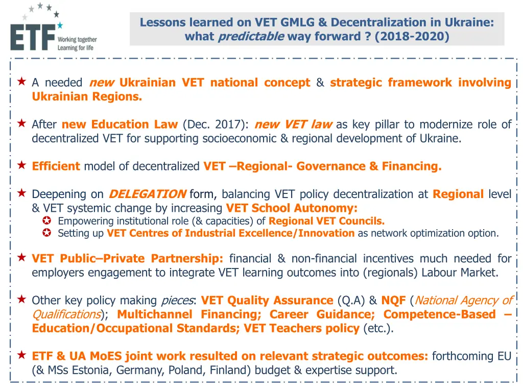 lessons learned on vet gmlg decentralization