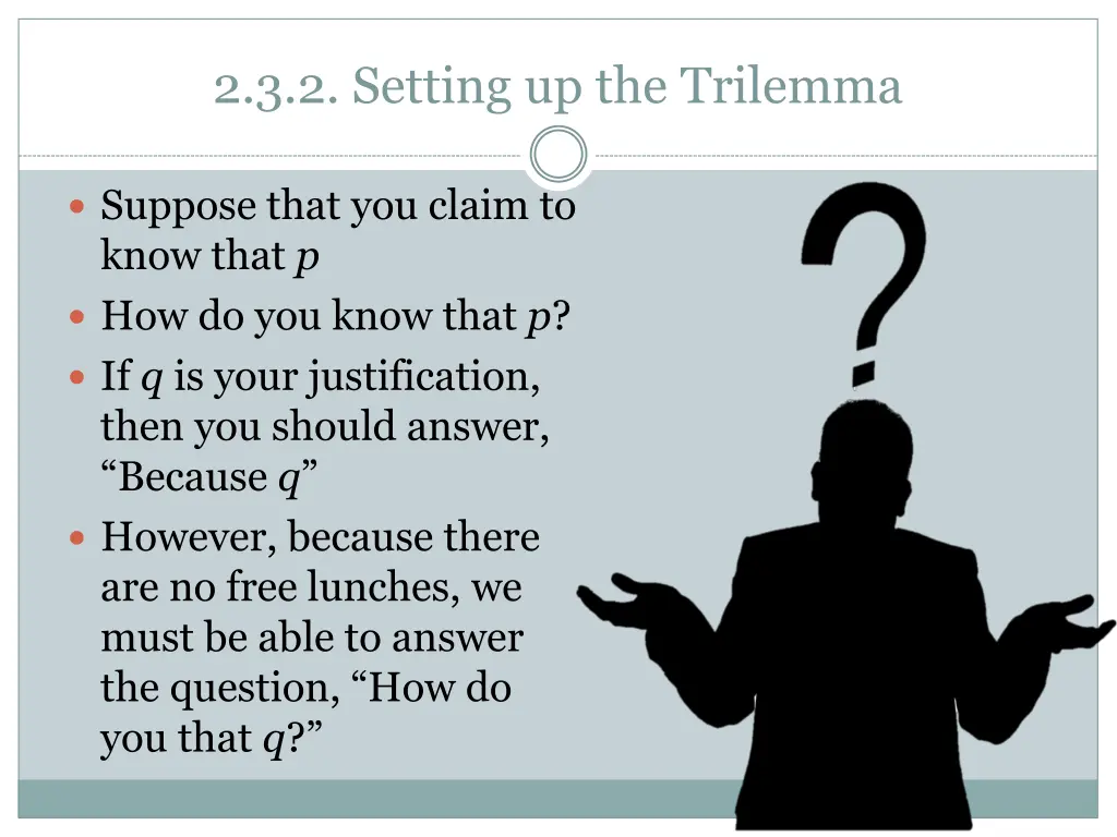 2 3 2 setting up the trilemma