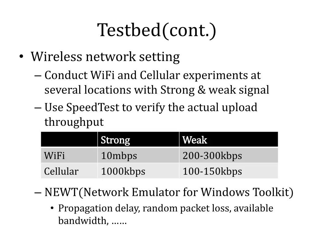 testbed cont 1
