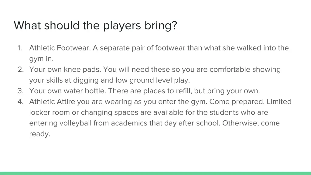 what should the players bring