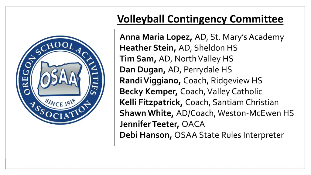 volleyball contingency committee