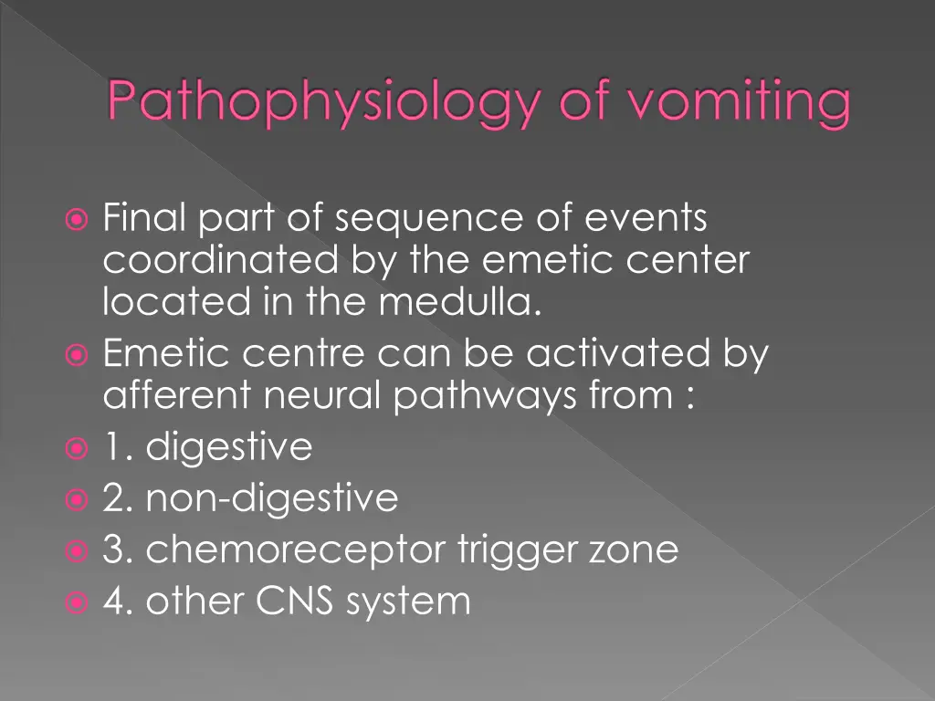 pathophysiology of vomiting