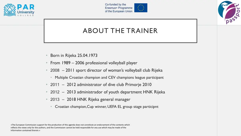 about the trainer
