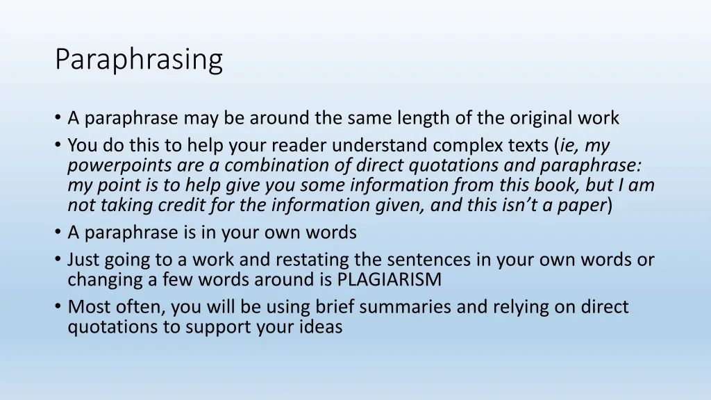 paraphrasing