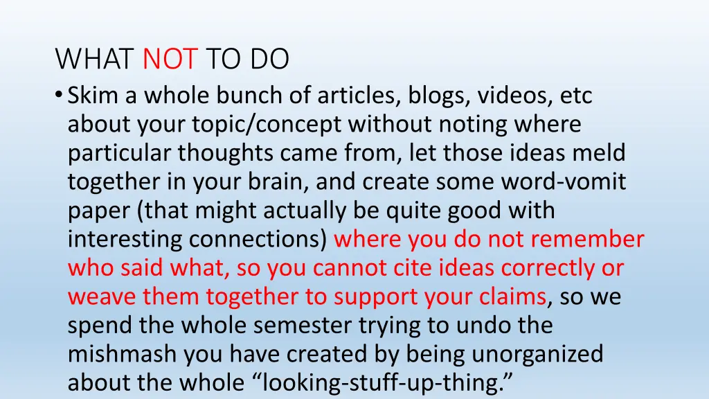 what not to do skim a whole bunch of articles