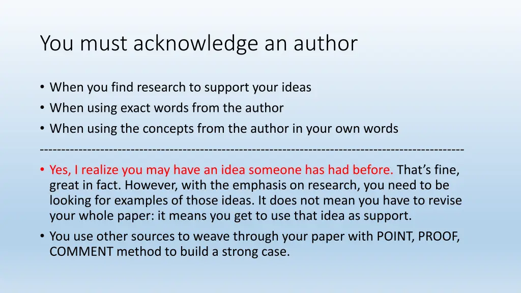 you must acknowledge an author