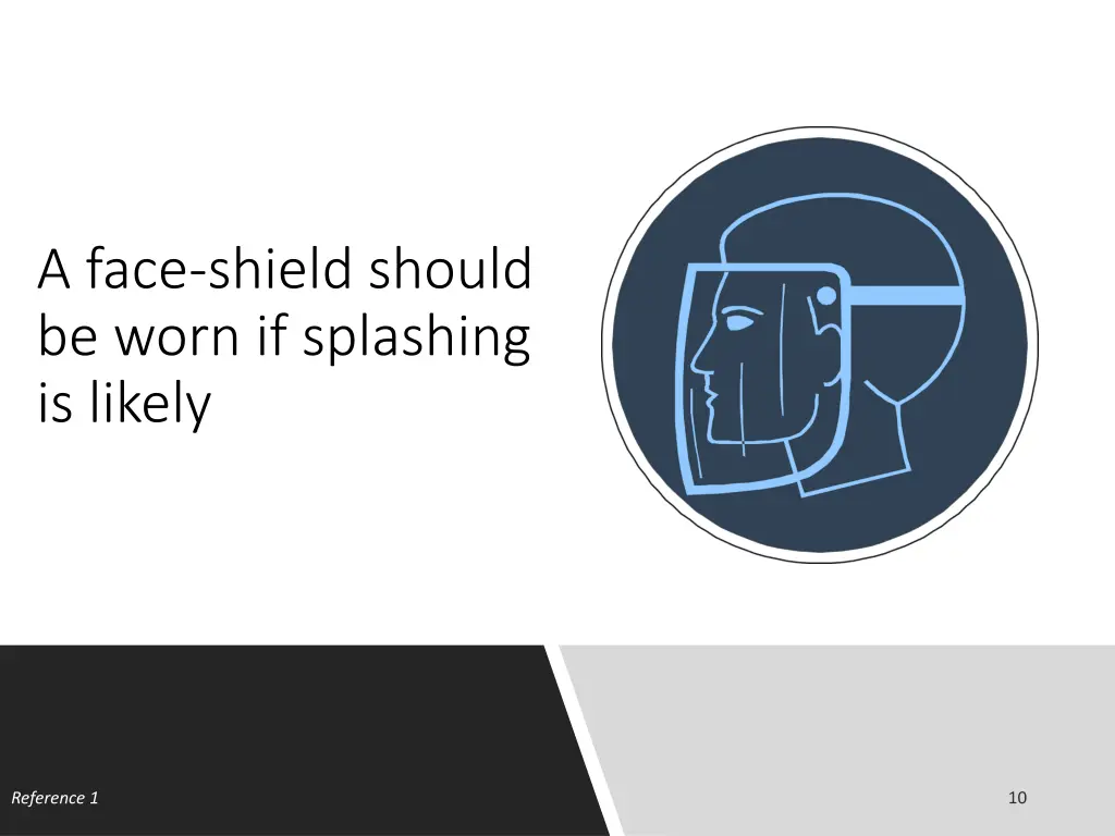 a face shield should be worn if splashing