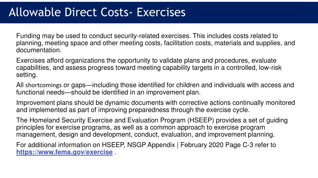 allowable direct costs exercises