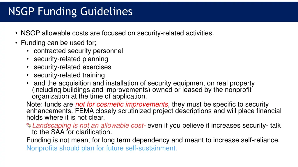 nsgp funding guidelines