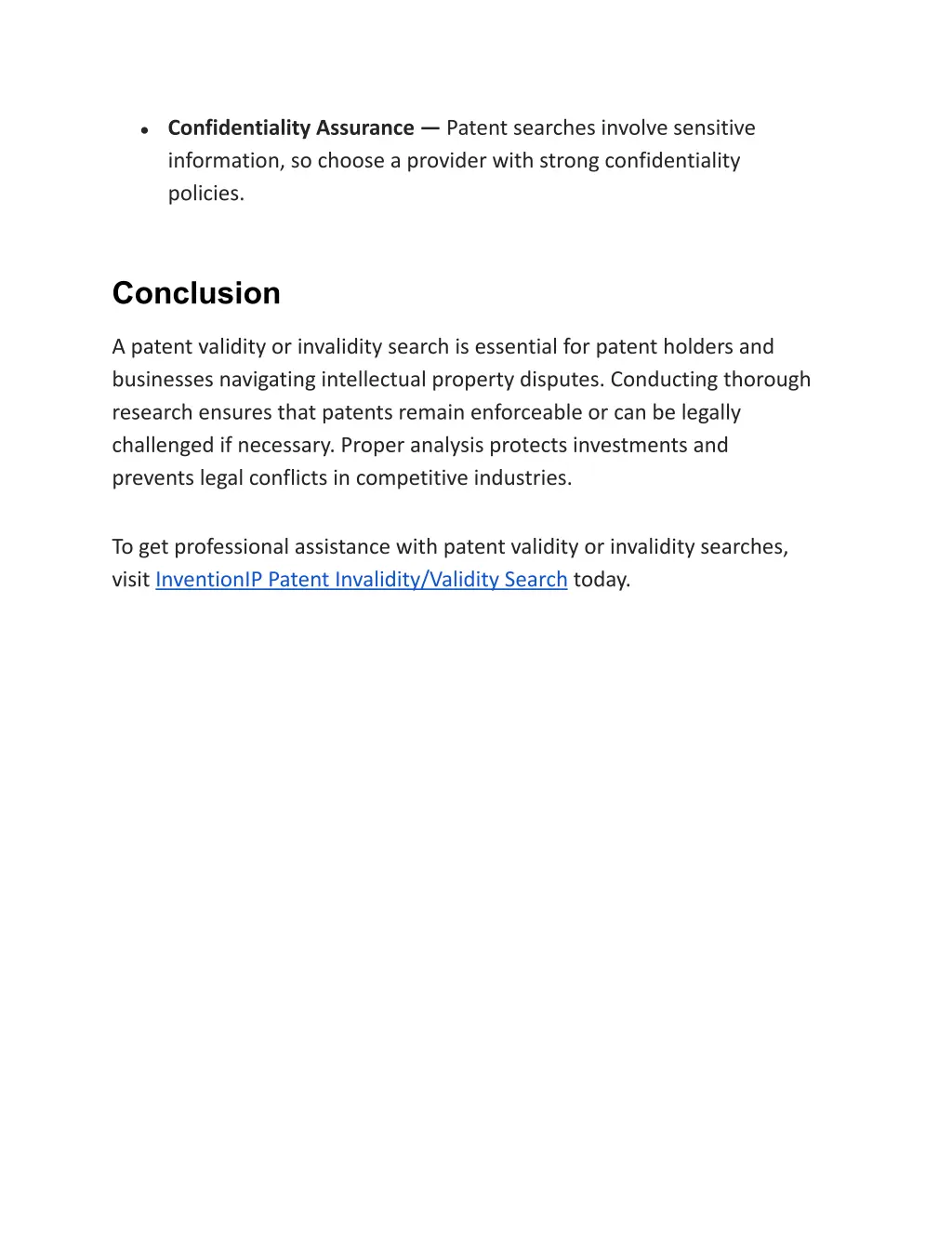 confidentiality assurance patent searches involve