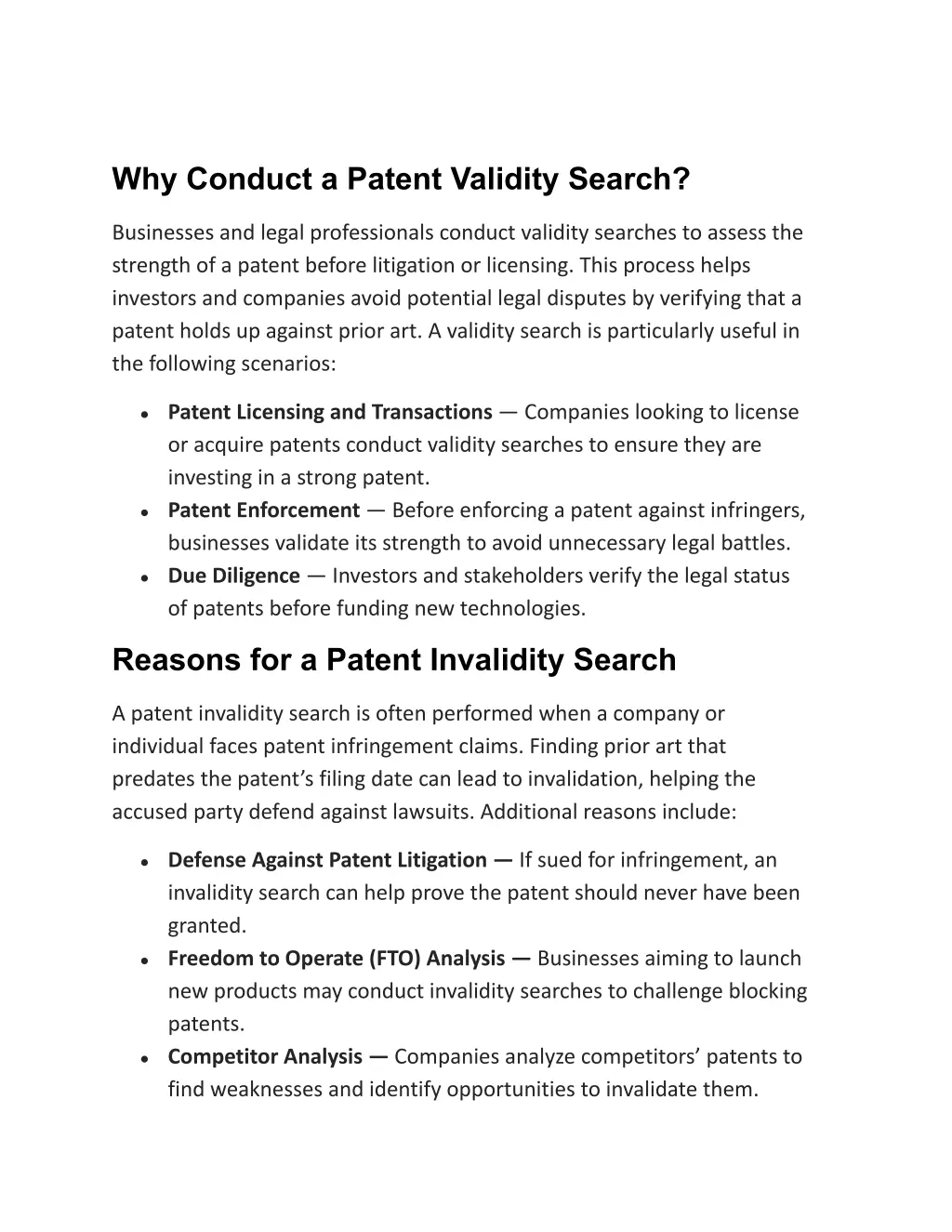 why conduct a patent validity search