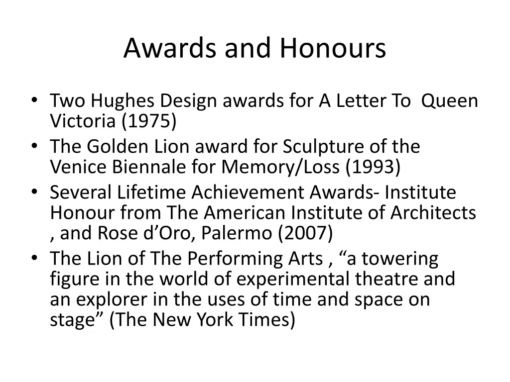 awards and honours