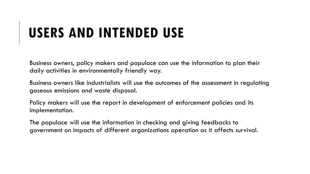 users and intended use
