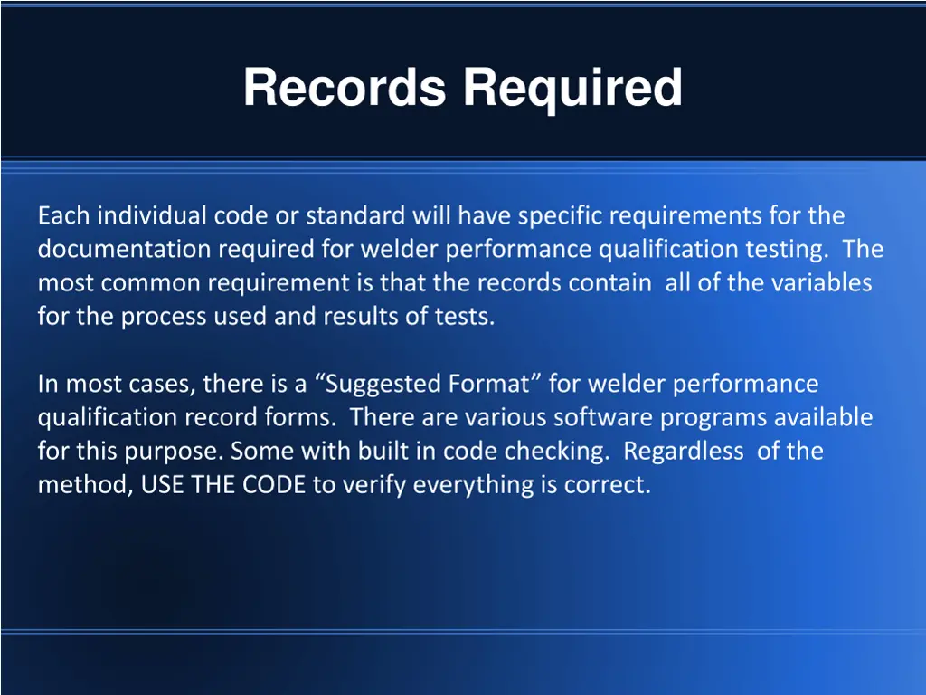records required