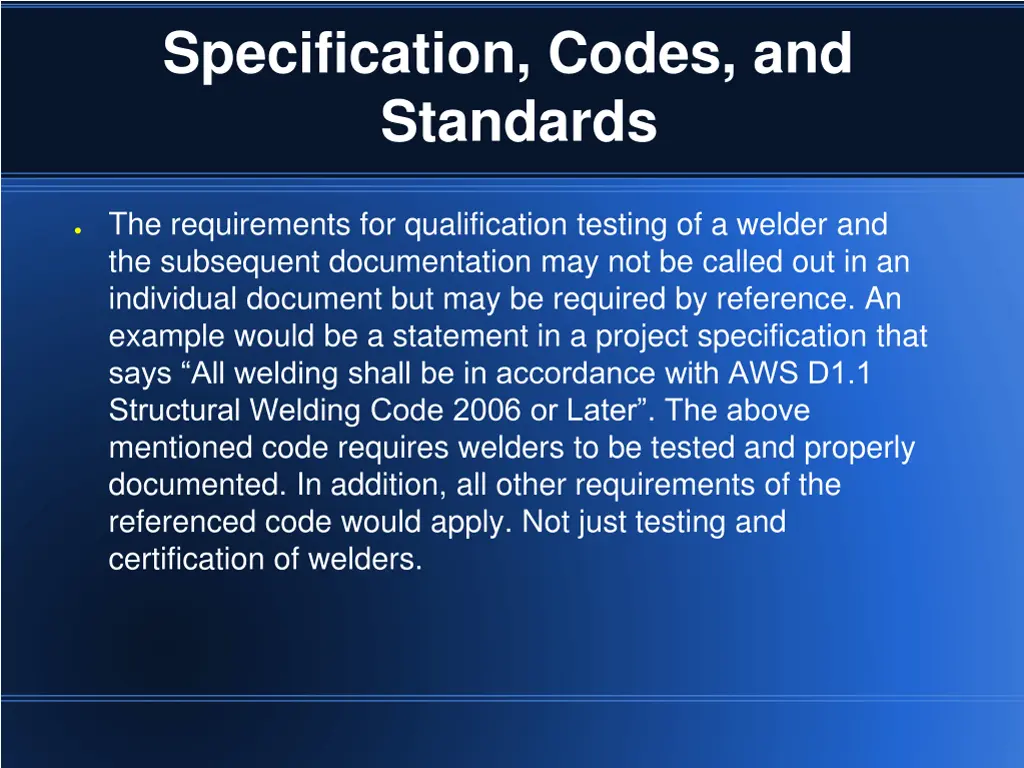 specification codes and standards 1