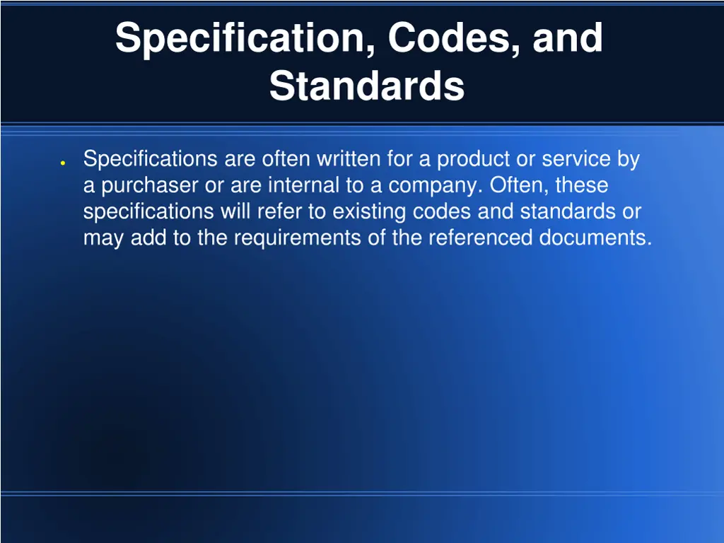 specification codes and standards 2