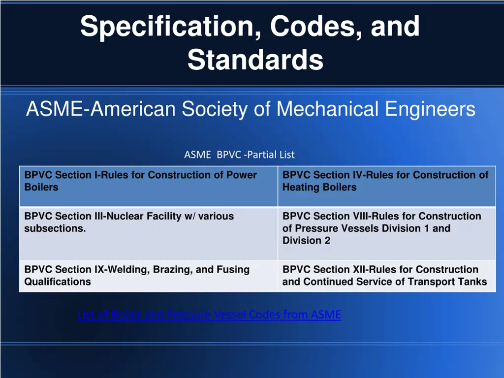 specification codes and standards 5