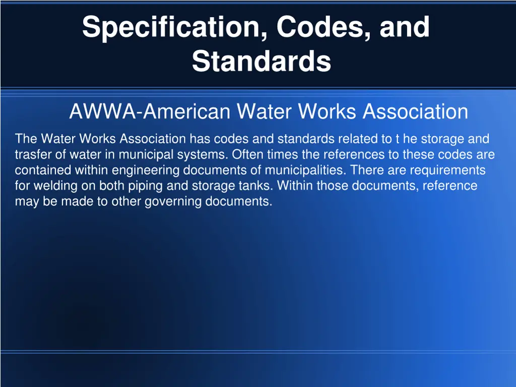 specification codes and standards 8