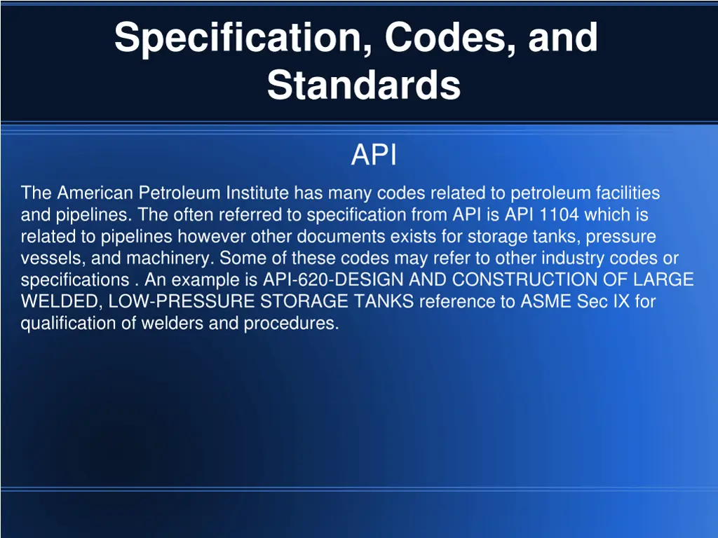specification codes and standards 9