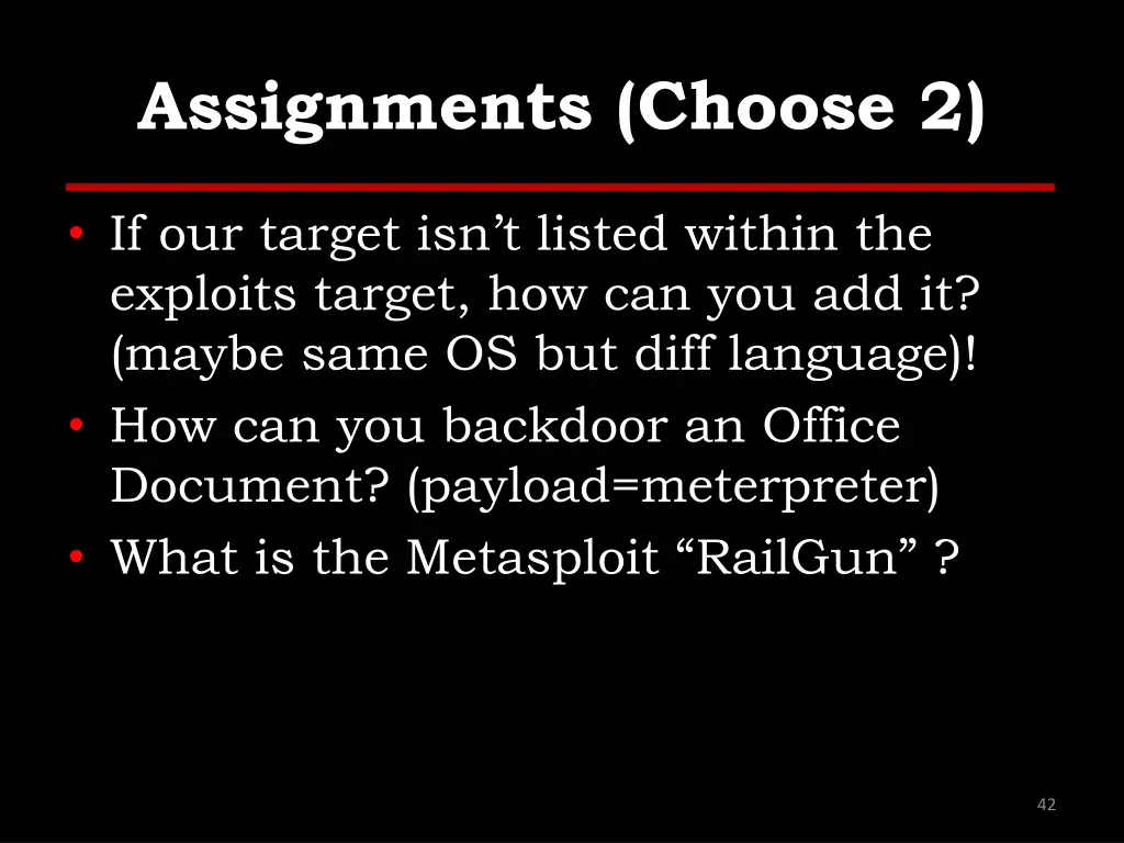 assignments choose 2