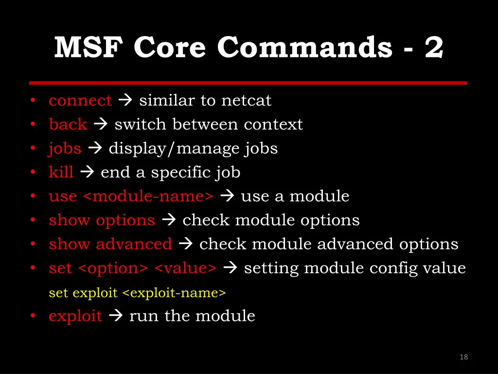 msf core commands 2