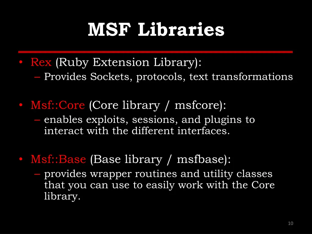 msf libraries