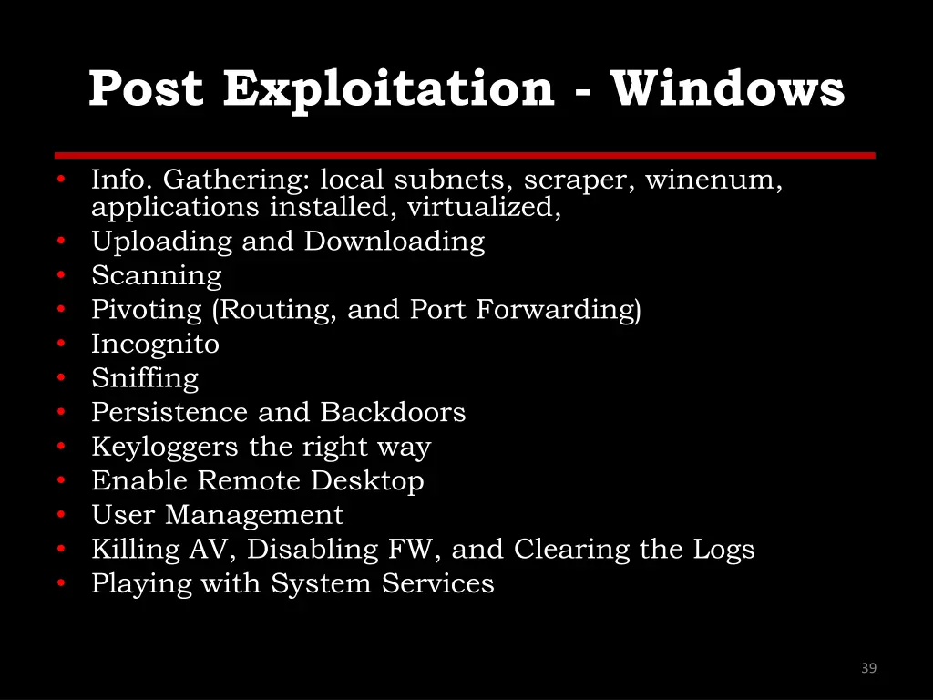 post exploitation windows