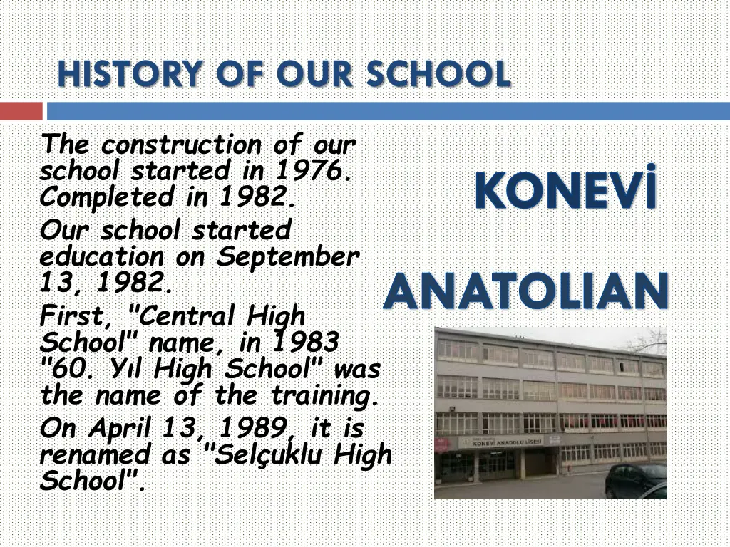 history of our school