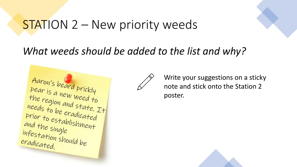 station 2 new priority weeds