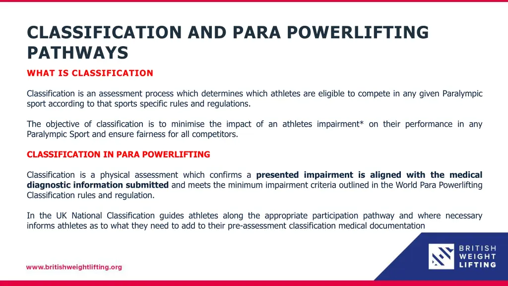 classification and para powerlifting pathways 1