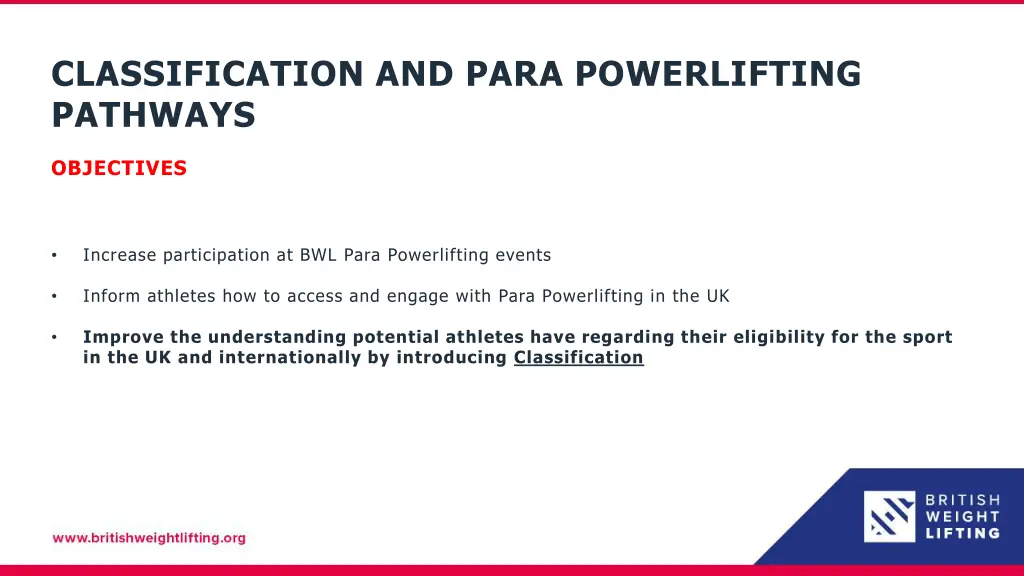 classification and para powerlifting pathways
