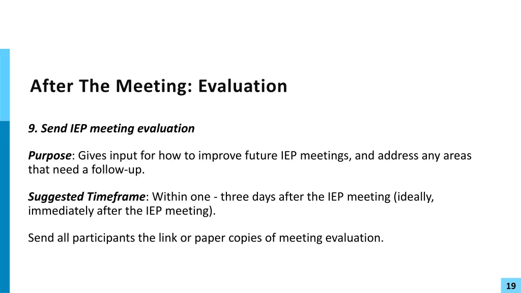 after the meeting evaluation