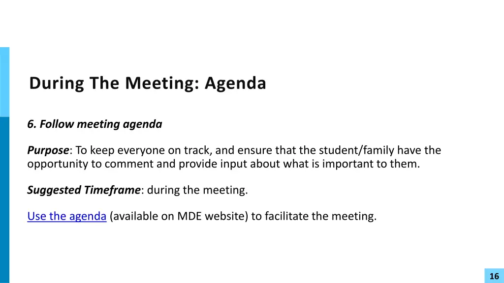 during the meeting agenda