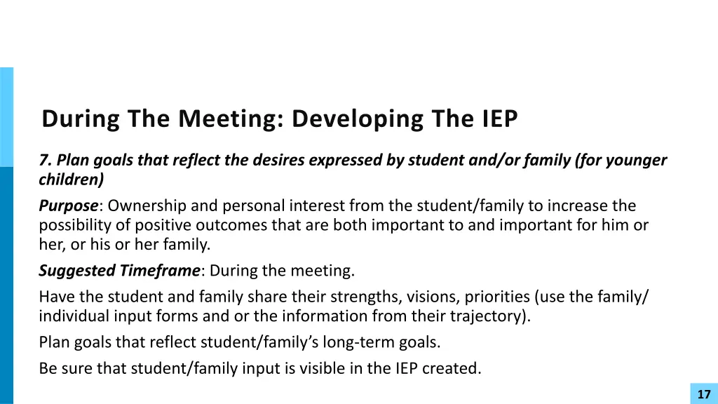 during the meeting developing the iep