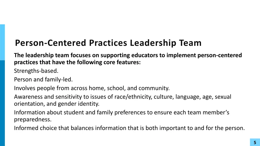 person centered practices leadership team