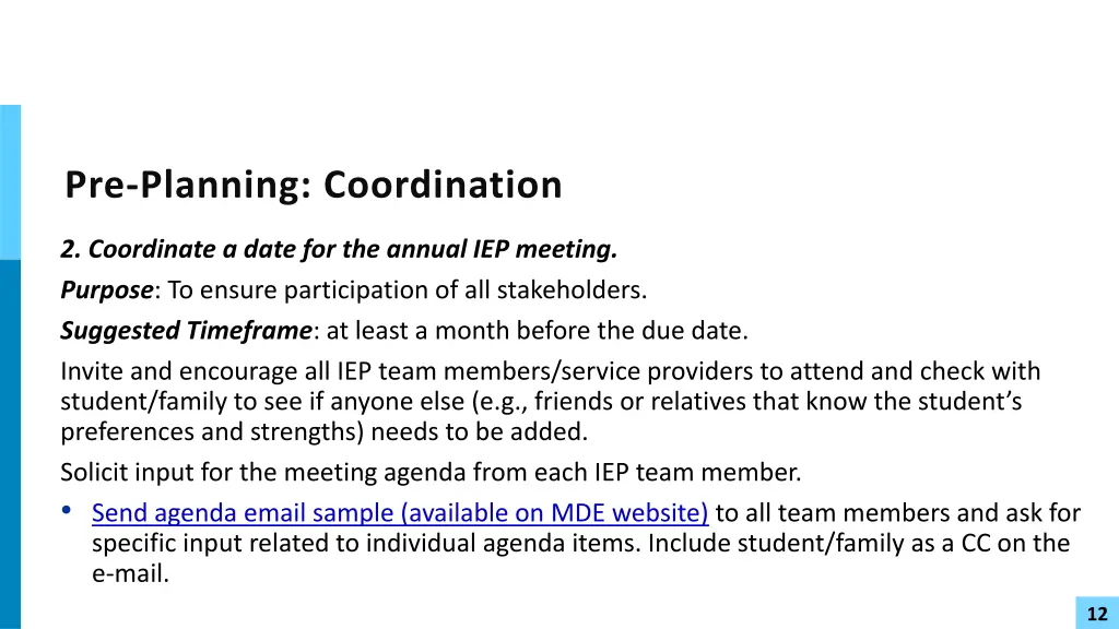 pre planning coordination