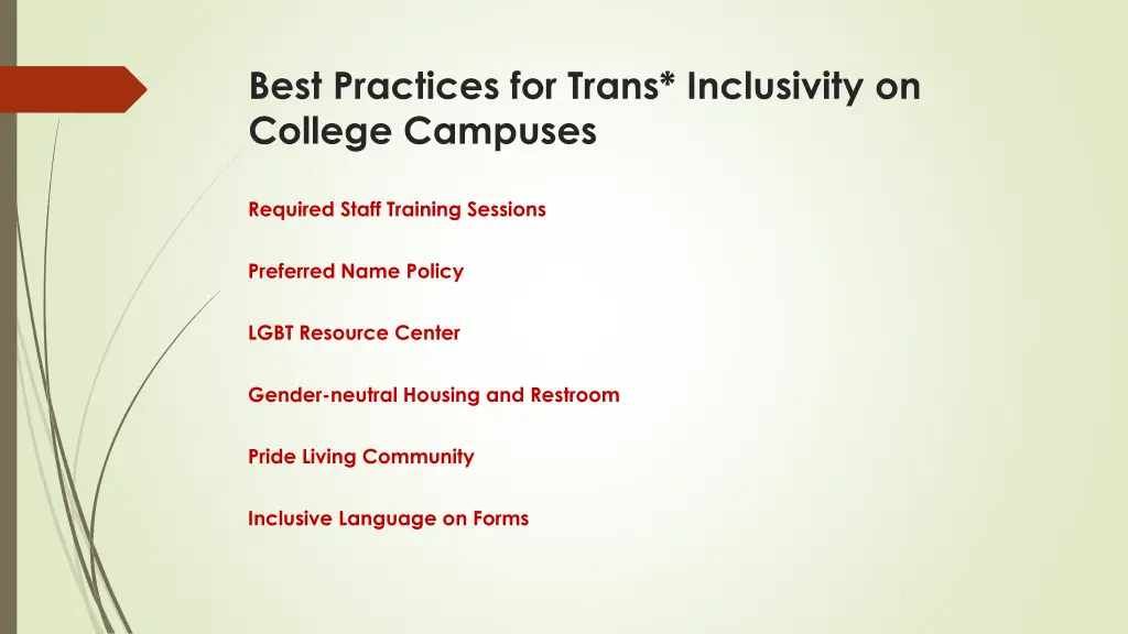 best practices for trans inclusivity on college