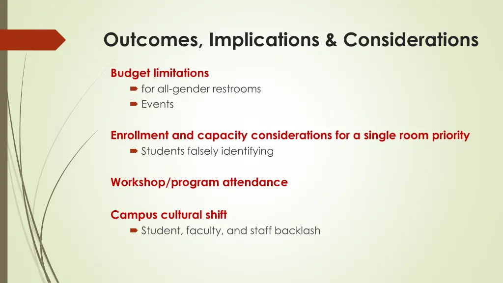 outcomes implications considerations
