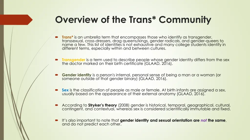 overview of the trans community
